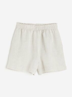 H&M Light Beige Linen-Blend Pull-On Shorts